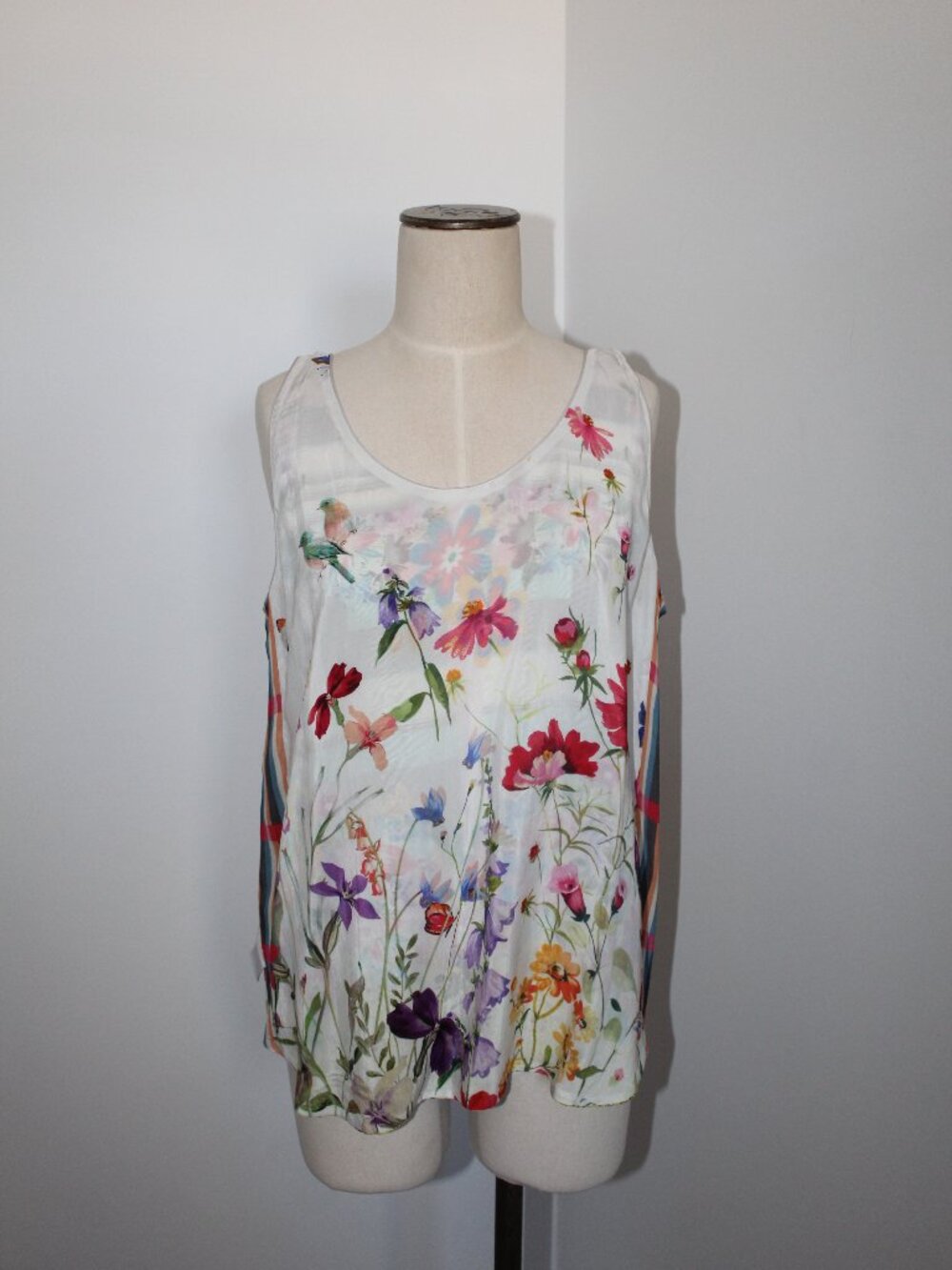 Johnny Was Biya JWLA Reversible Sleeveless Tank Shell Print Top Blouse M
